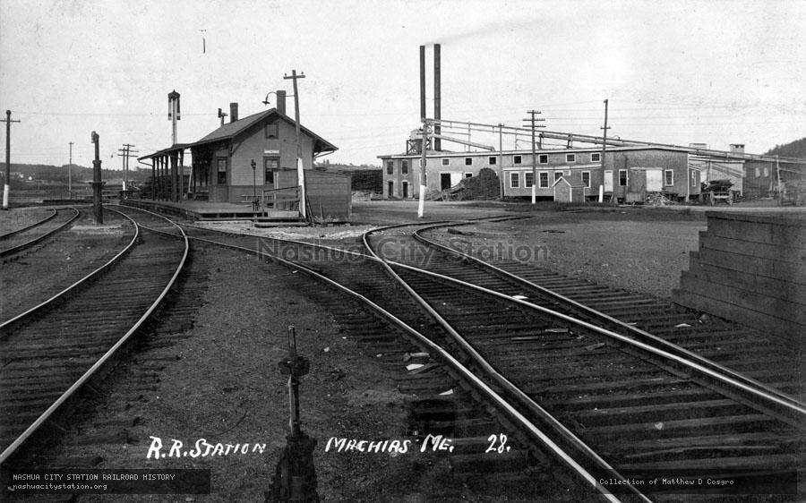 Postcard: Railroad Station, Machias, Maine